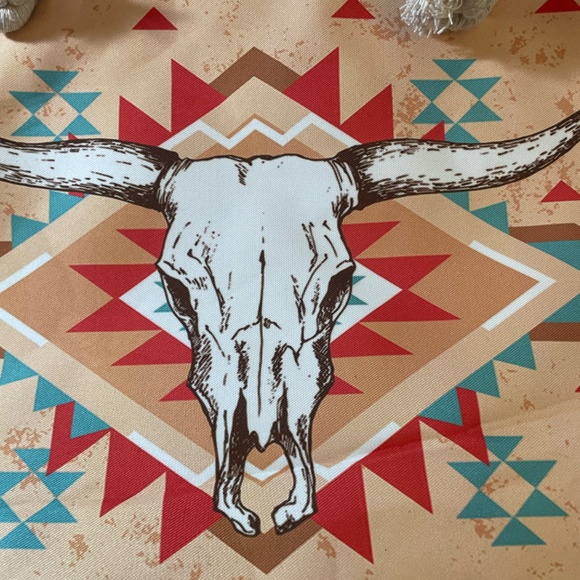 Southwestern Bag/Wallet Pouch Weekender-Travel Gym Aztec Cow Skull Tote Zippered - Picture 4 of 4